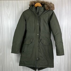 The North Face Women's Green Snow Down Parka Hooded Outdoor Warm